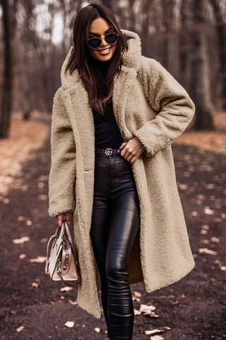 Olalla | Abrigo Teddy Largo con Capucha y Cuello, Acogedor
