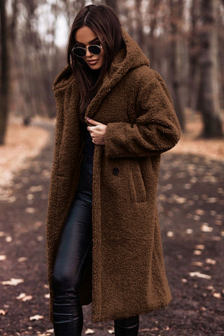 Olalla | Abrigo Teddy Largo con Capucha y Cuello, Acogedor