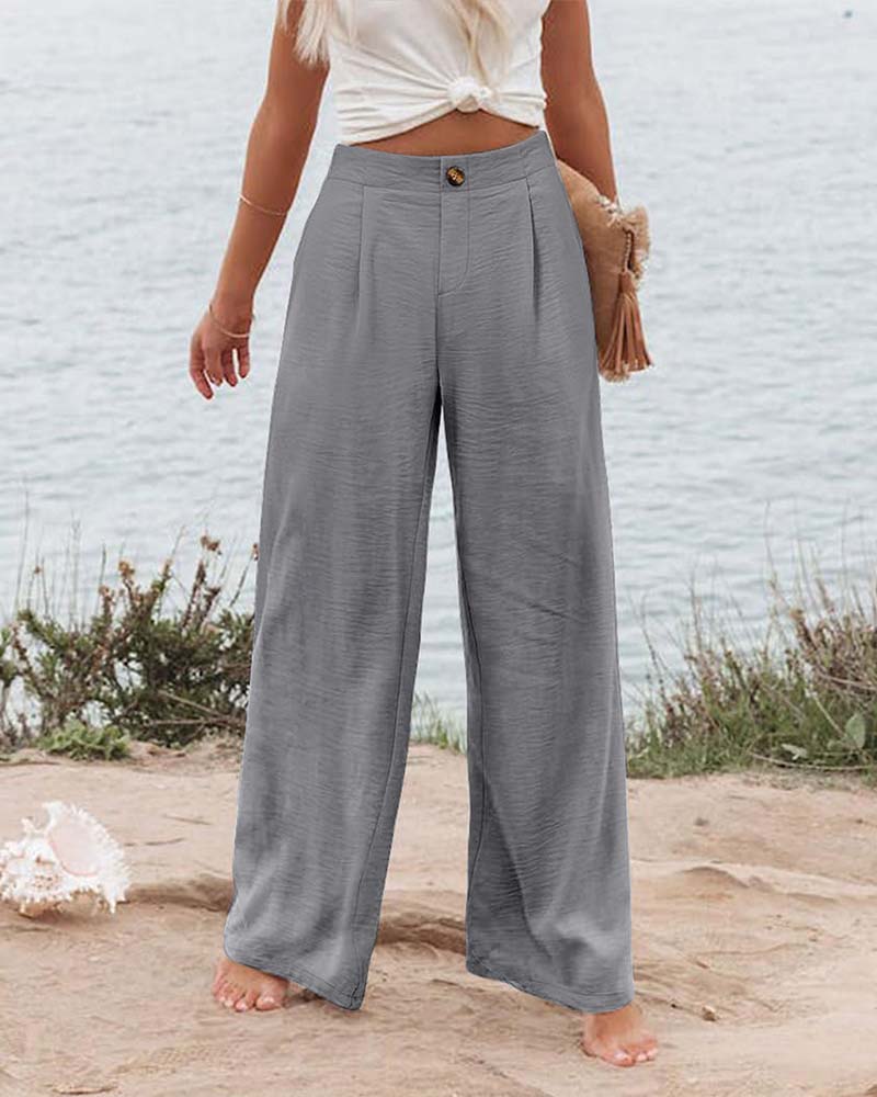 Pantalón Ancho con Cintura Elástica y Botones