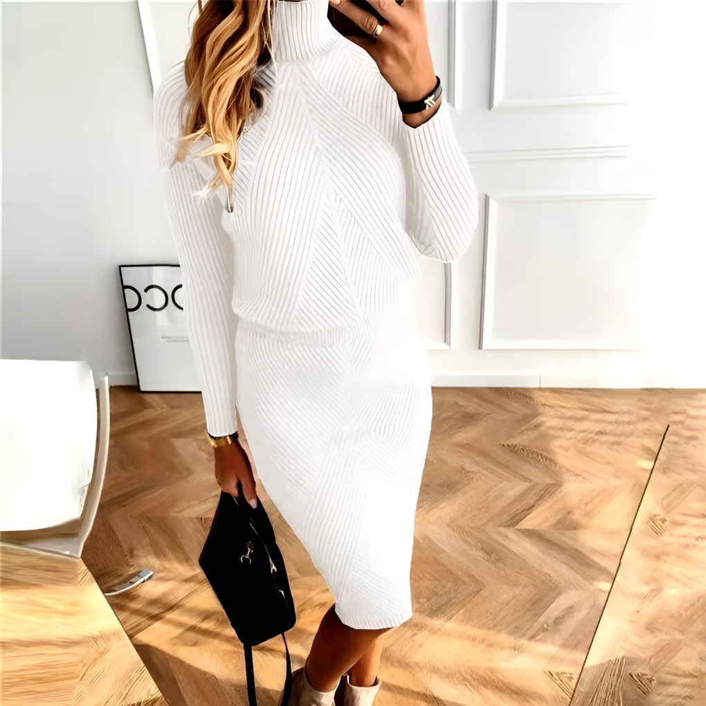 Agata | Conjunto de Jersey Canalé y Falda Ajustada de Tiro Alto, Favorecedor