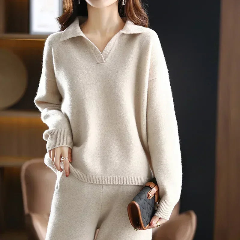 Aída | Conjunto de Jersey con Cuello y Pantalón, Cómodo