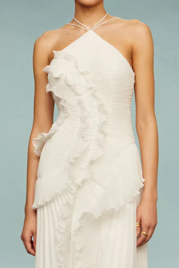Liyana | Vestido con Volante en Espiral, Fluido y Femenino