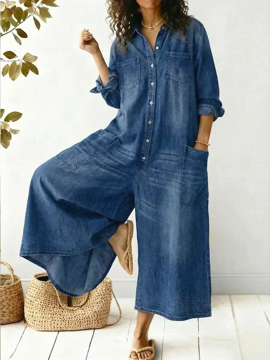 Pauline | Mono de Manga Larga con Botones y Pierna Ancha, Casual