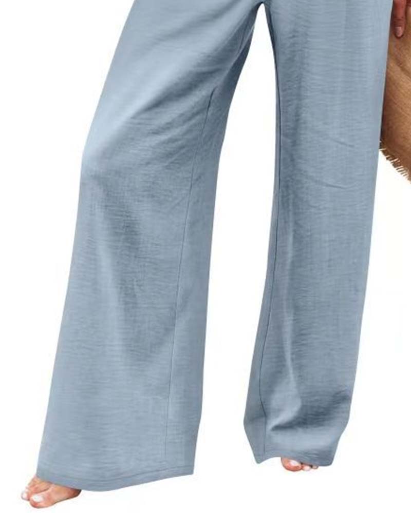 Pantalón Ancho con Cintura Elástica y Botones