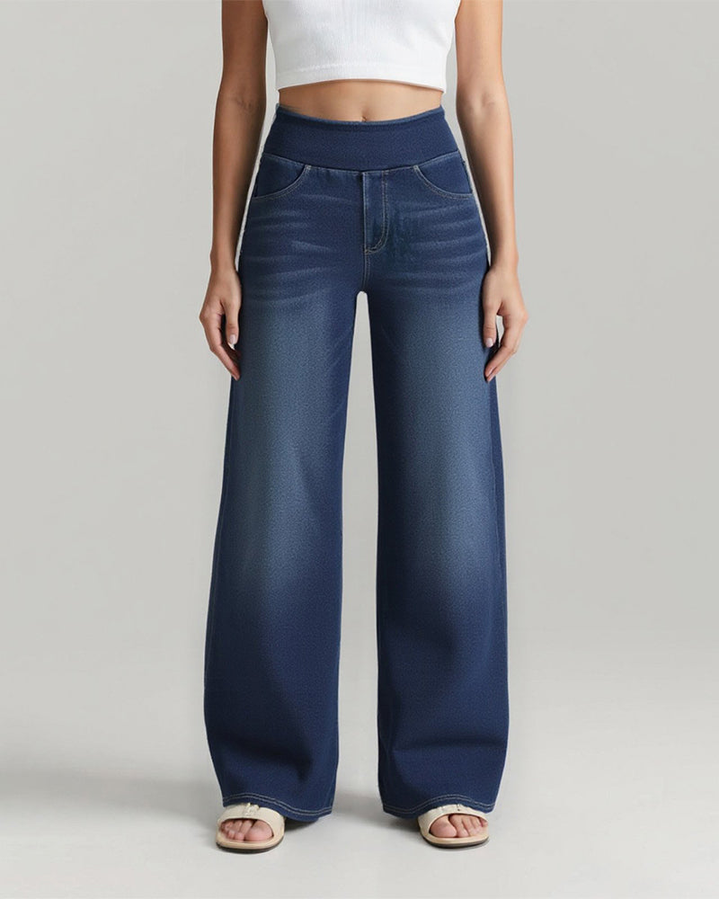 Oceanna | Vaqueros Baggy de Cintura Alta Lavados, Estilo Relajado