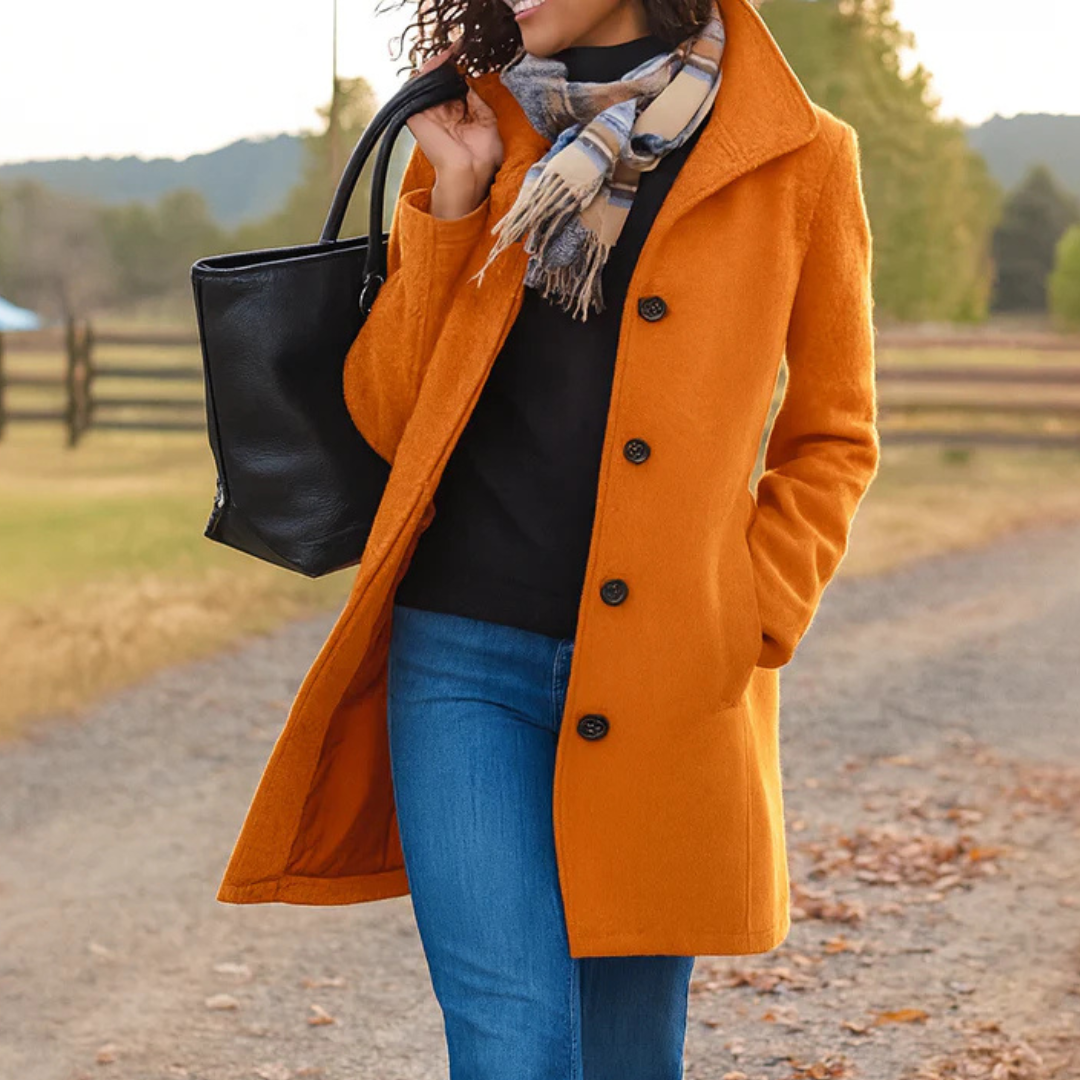 Apolline | Abrigo de Invierno Clásico con Tapeta de Botones, Elegante