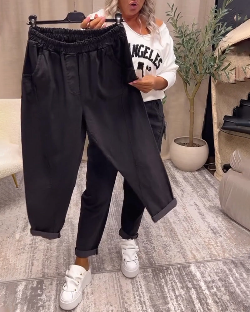 Diamante | Pantalón Casual Liso con Bolsillo, Básico Elegante