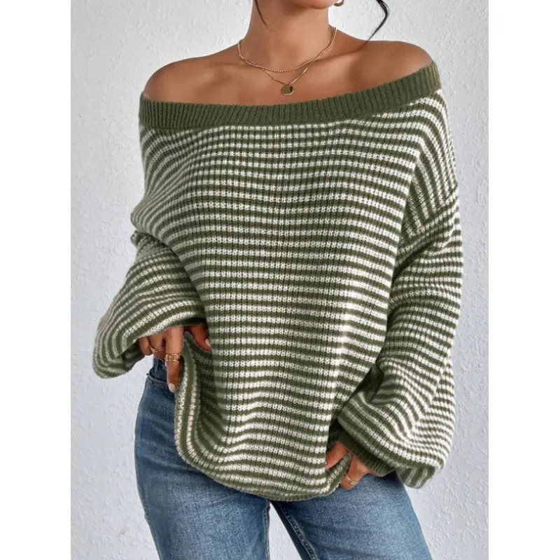 Lourdes | Jersey de Rayas con Hombros Descubiertos, Casual