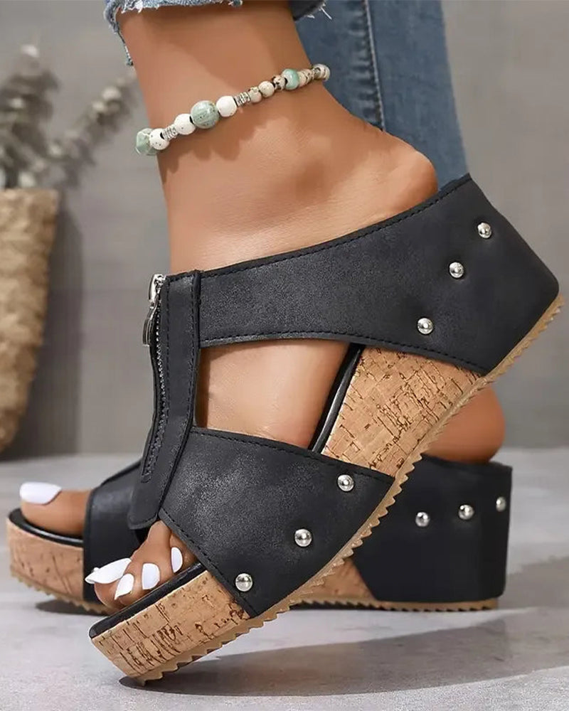 Sandalias de Cuña con Cremallera