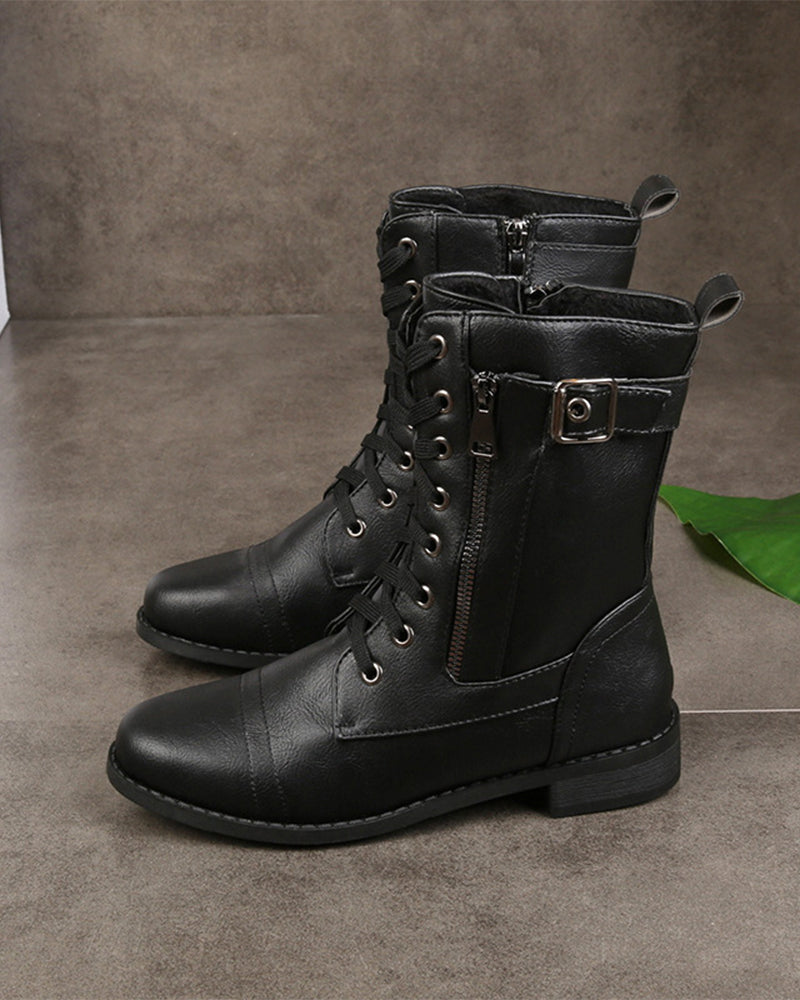 Botas de Puntera Redonda con Cremallera