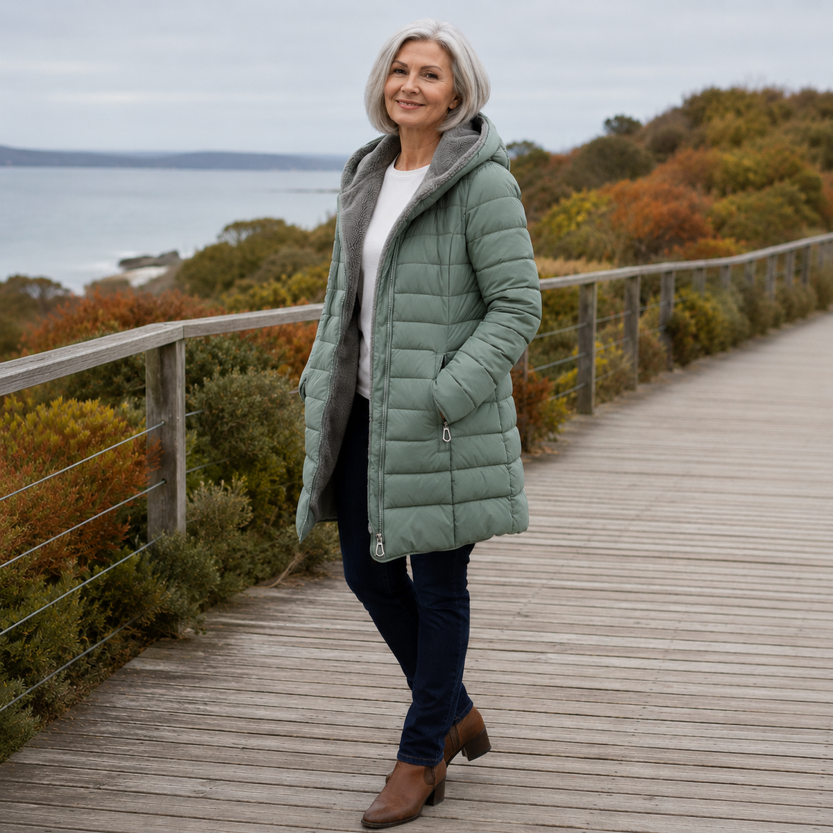 Nives | Abrigo Acolchado de Invierno Forrado de Polar, Calentito