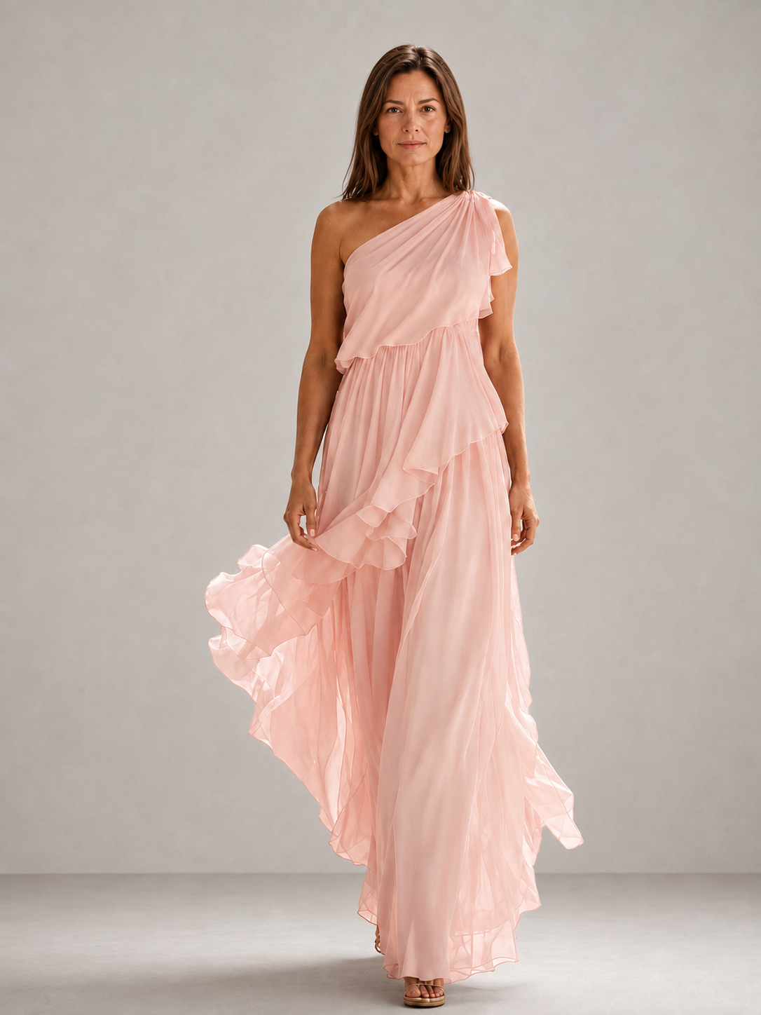 Scarlett | Vestido Maxi Asimétrico a un Hombro con Volantes, Veraniego