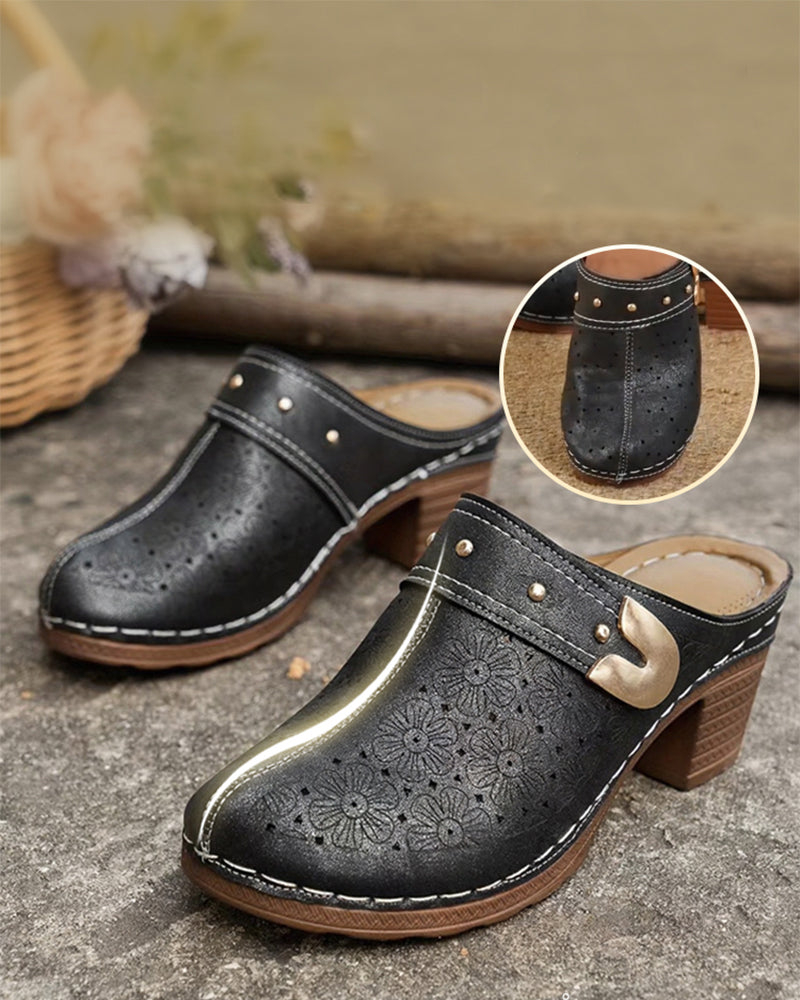 Sandalias de Punta Cerrada con Tacón Ancho