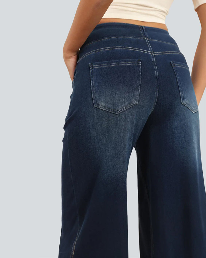 Oceanna | Vaqueros Baggy de Cintura Alta Lavados, Estilo Relajado