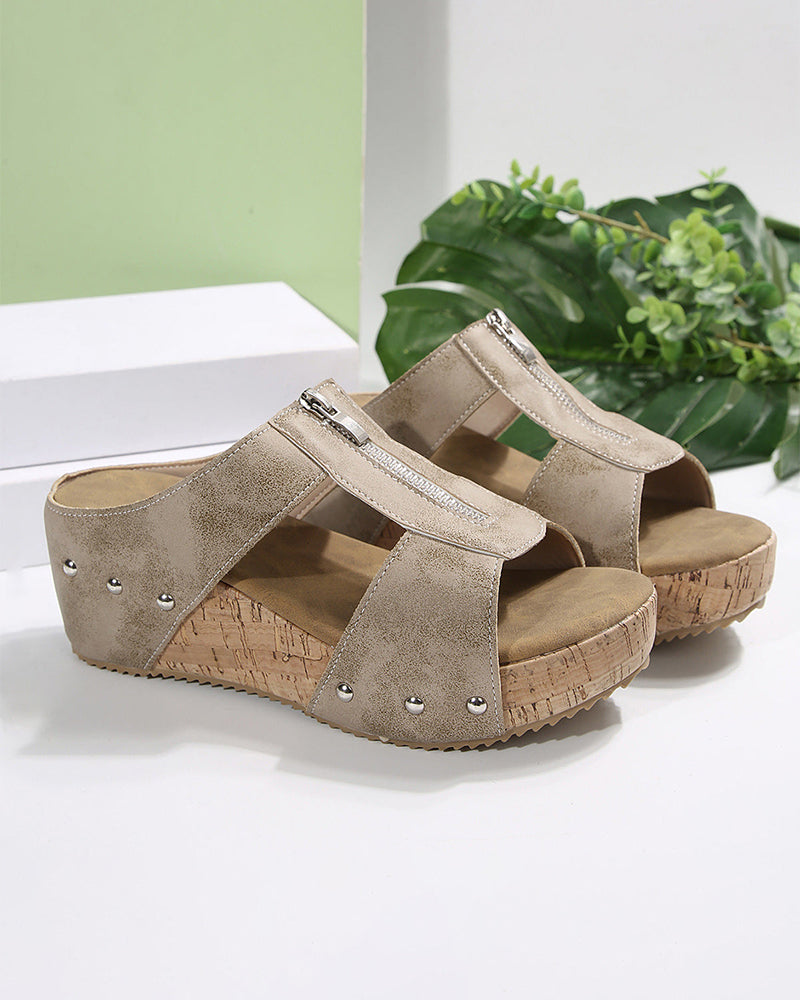 Sandalias de Cuña con Cremallera
