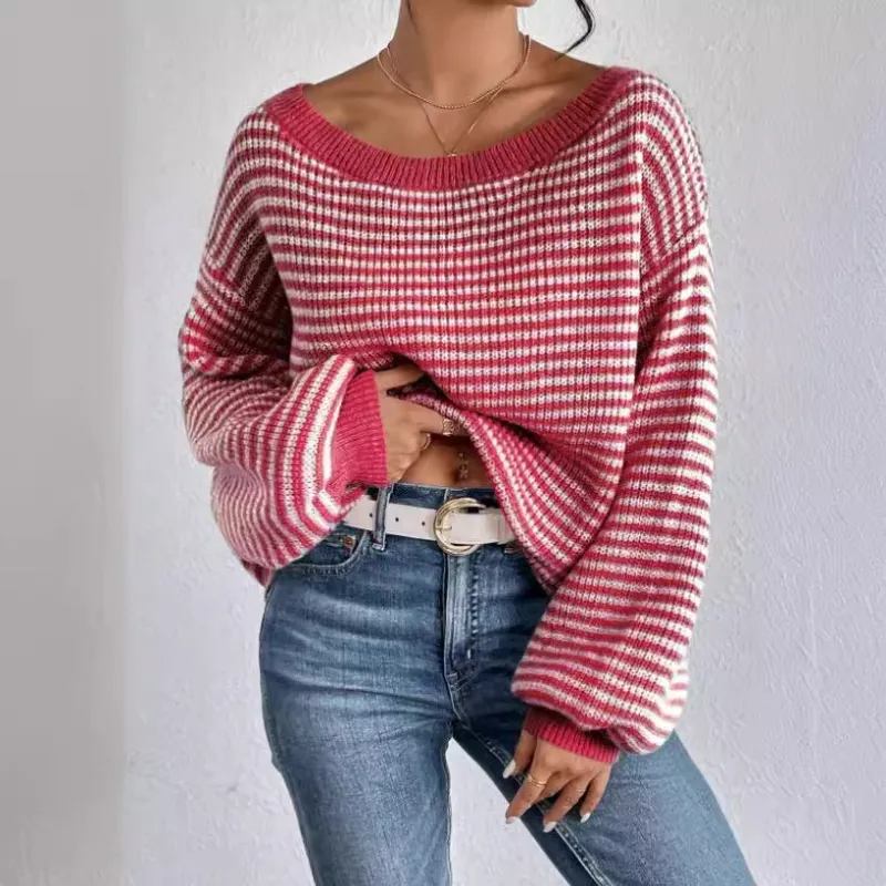 Lourdes | Jersey de Rayas con Hombros Descubiertos, Casual