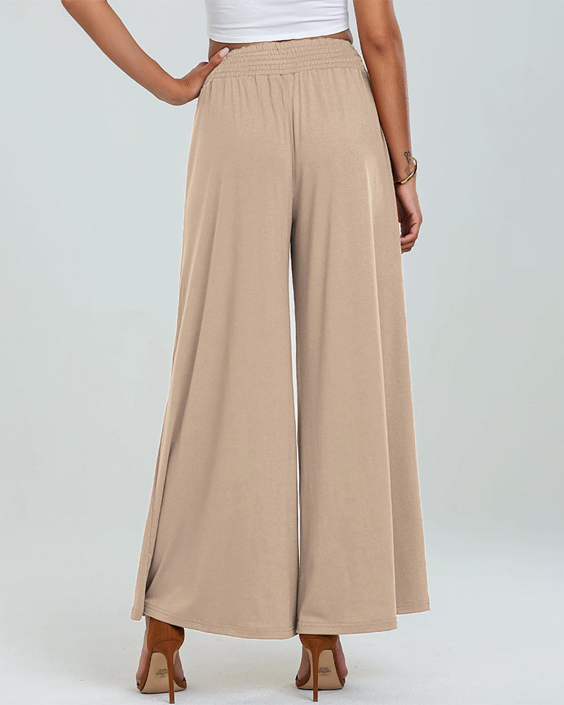 Pantalón Acampanado con Cintura Elástica y Bolsillos