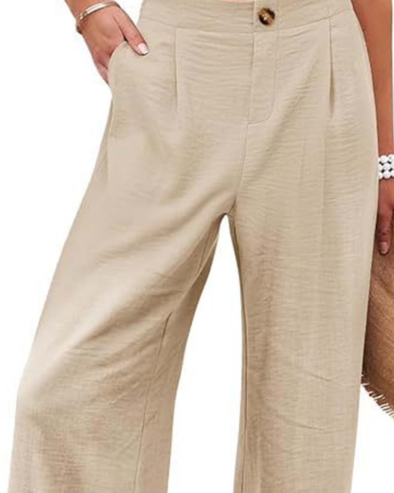 Pantalón Ancho con Cintura Elástica y Botones