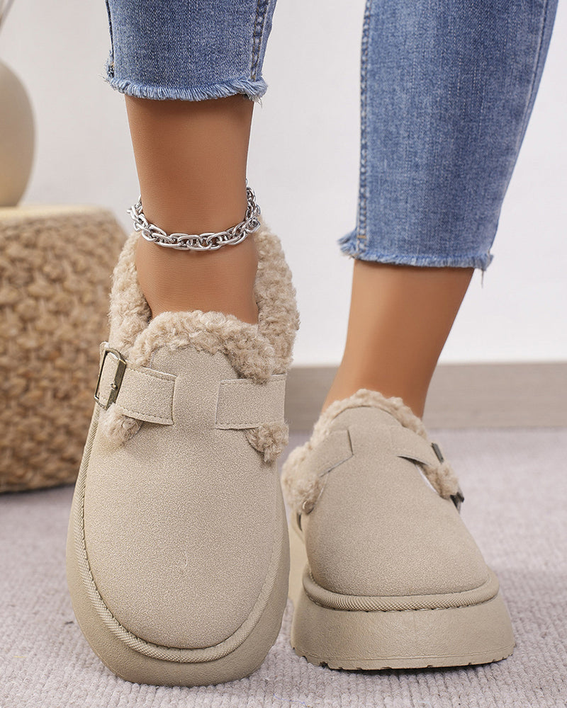 Zapatillas de Casa con Hebilla y Suela Gruesa