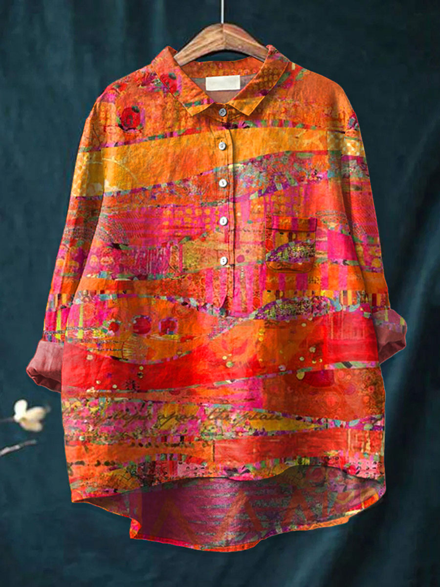Ariana | Camisa con Estampado Abstracto Colorido, Vibrante
