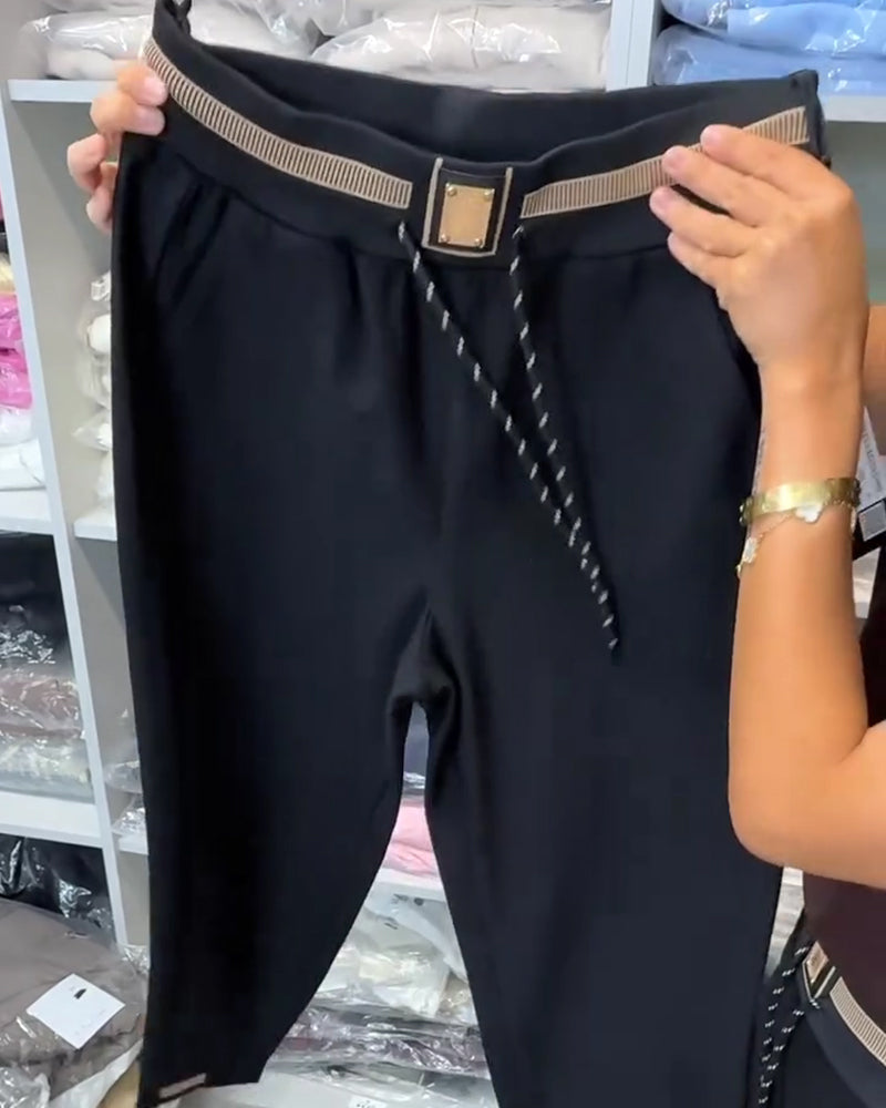Pantalón Elegante con Cintura Elástica y Cordón