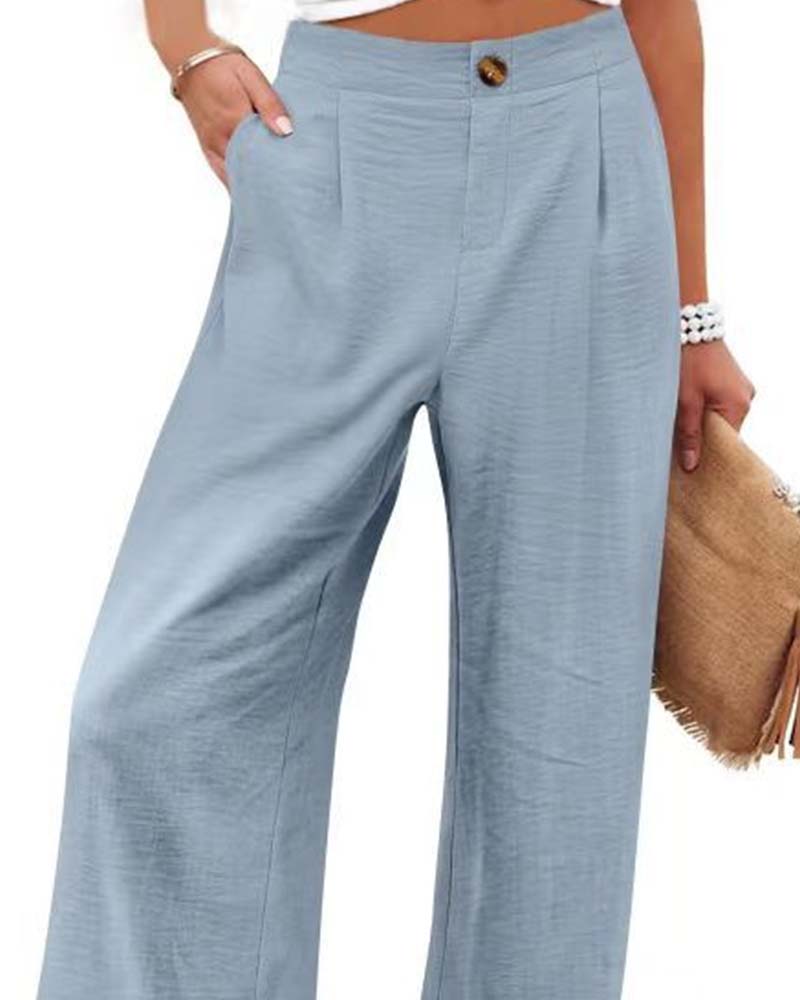 Pantalón Ancho con Cintura Elástica y Botones