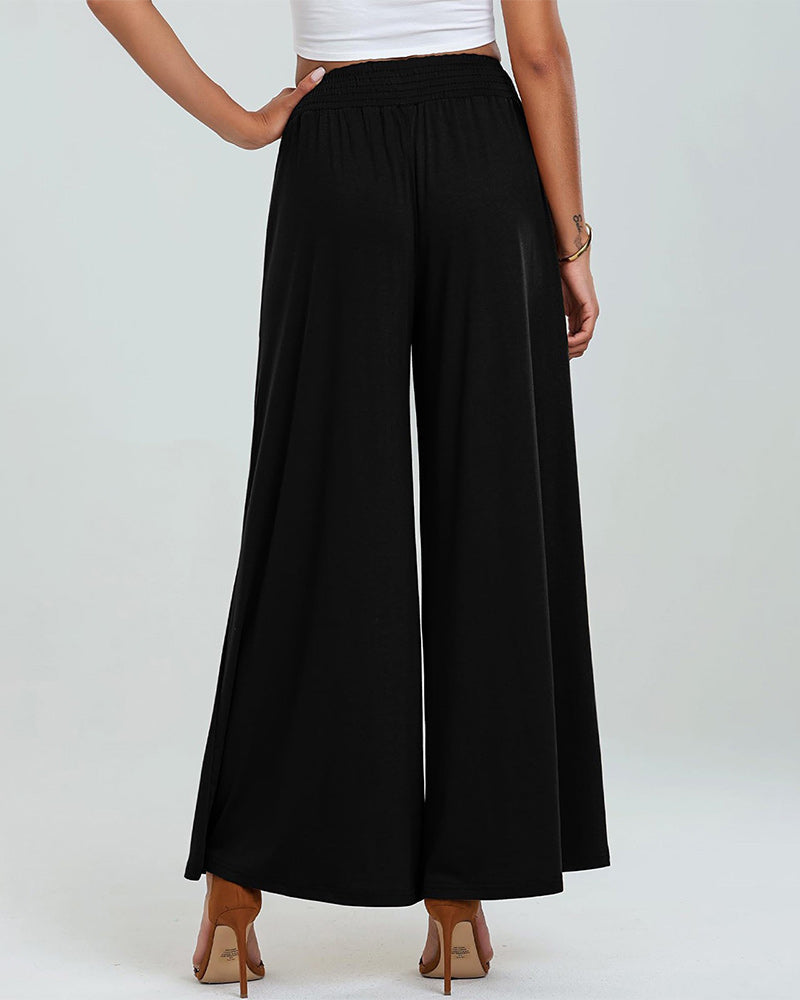 Pantalón Acampanado con Cintura Elástica y Bolsillos