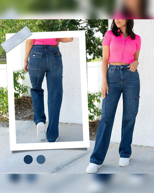 Vaquero Cargo de Tiro Alto y Pierna Ancha