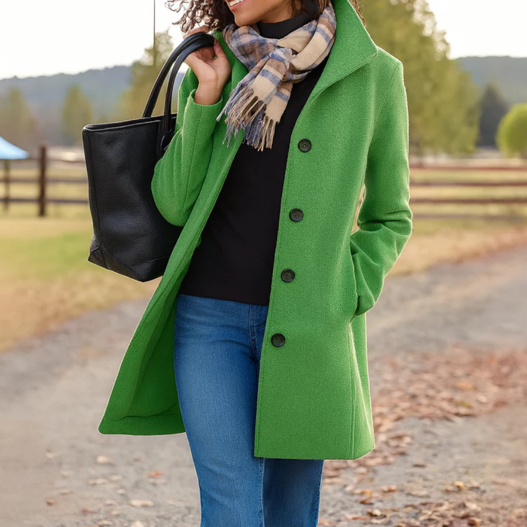 Apolline | Abrigo de Invierno Clásico con Tapeta de Botones, Elegante