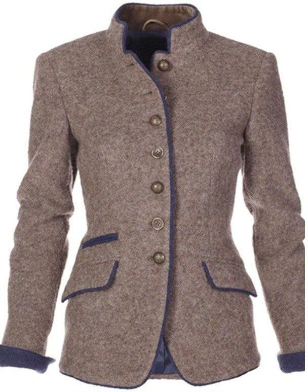 Adelaide | Chaqueta de Mezcla de Lana con Cuello Mao, Sofisticada