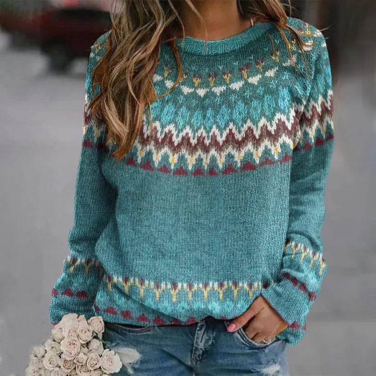 Nicole | Jersey con Estampado Retro de Ondas, Acogedor