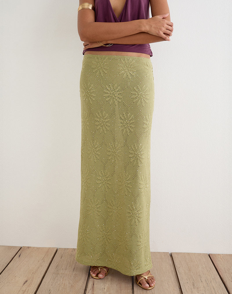 Adelina | Falda Maxi de Punto con Lentejuelas, Glamurosa