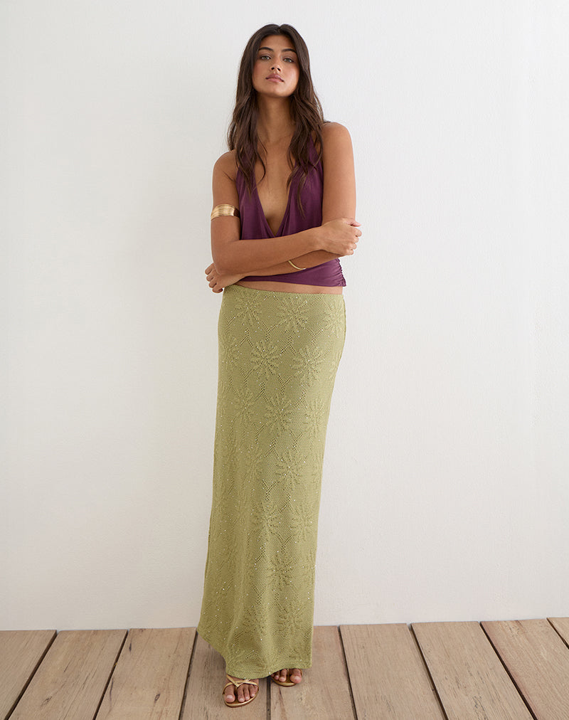 Adelina | Falda Maxi de Punto con Lentejuelas, Glamurosa