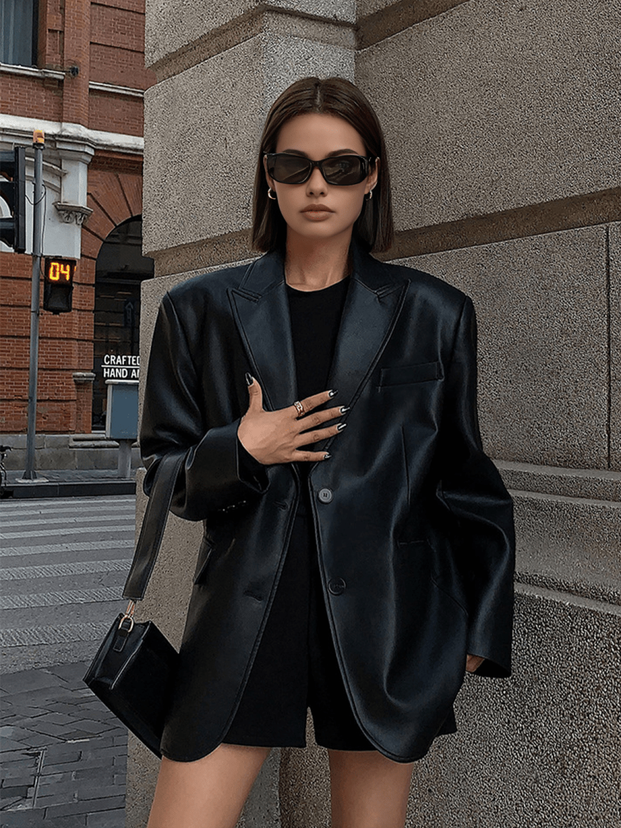 Berenice | Blazer Oversize de Polipiel con Solapa, Atrevido