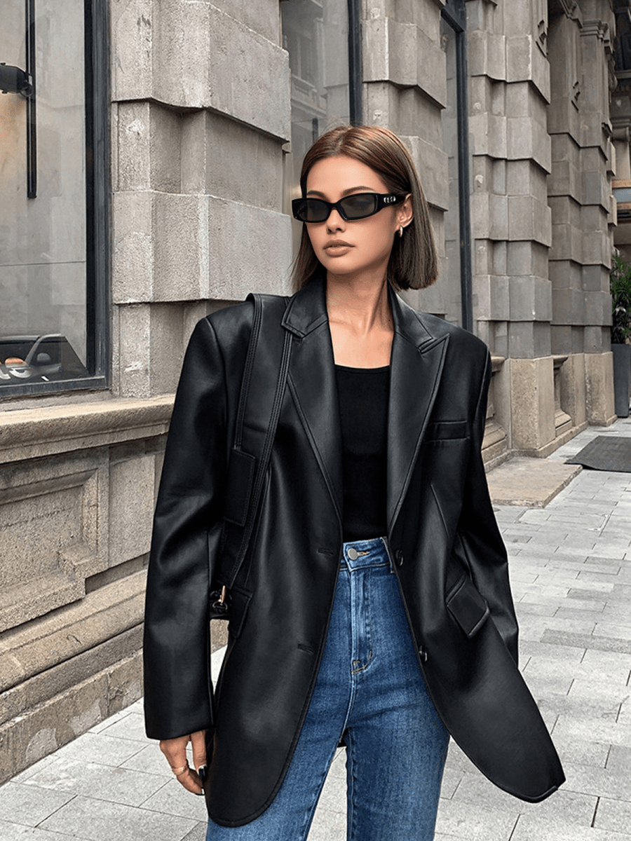 Berenice | Blazer Oversize de Polipiel con Solapa, Atrevido