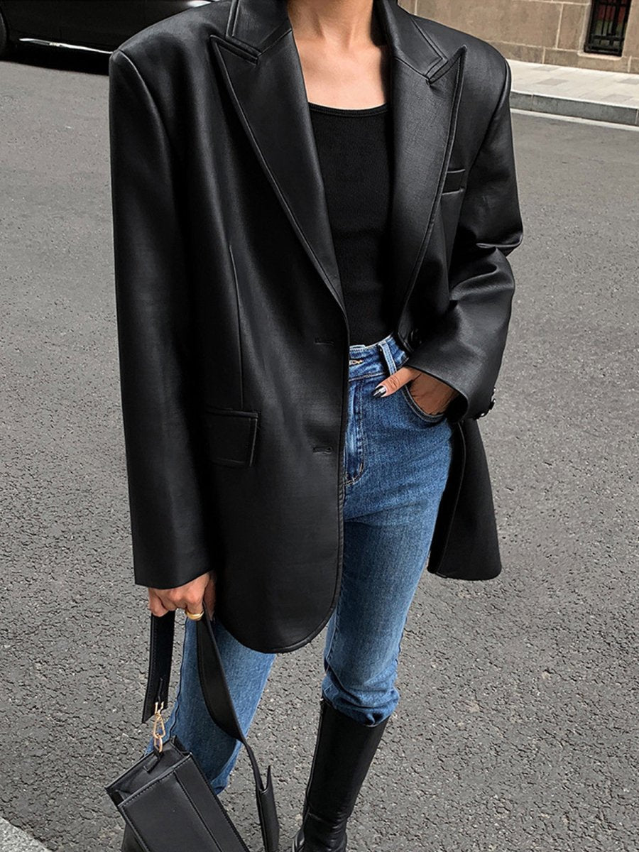 Berenice | Blazer Oversize de Polipiel con Solapa, Atrevido