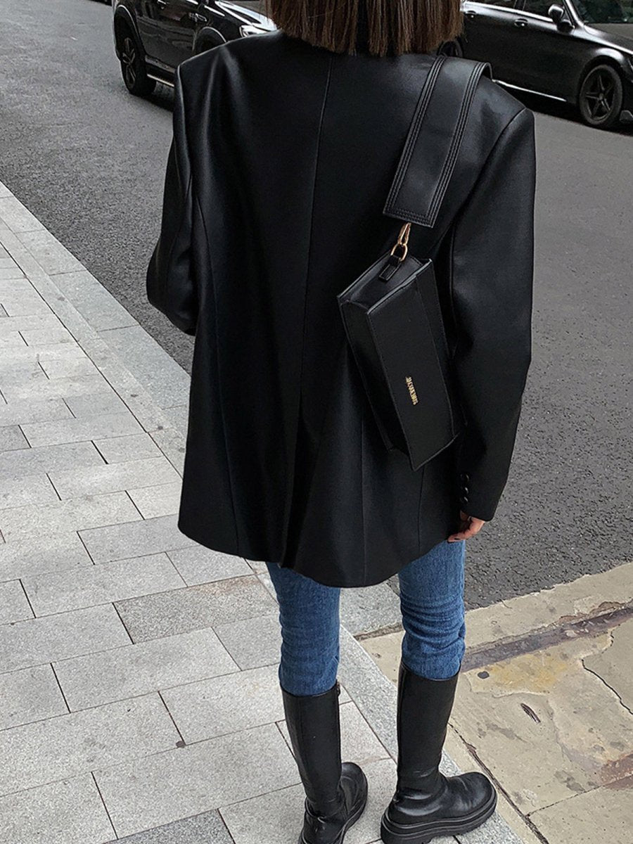 Berenice | Blazer Oversize de Polipiel con Solapa, Atrevido