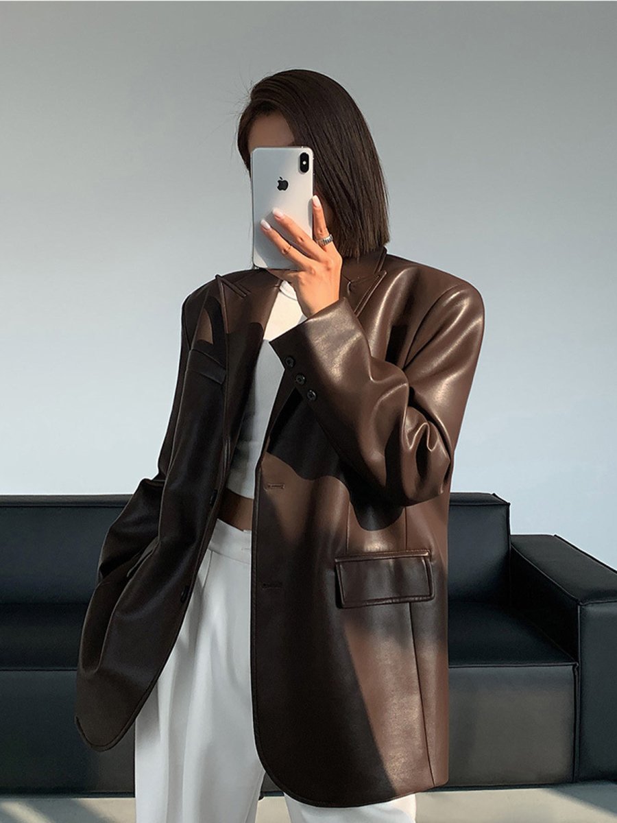 Berenice | Blazer Oversize de Polipiel con Solapa, Atrevido