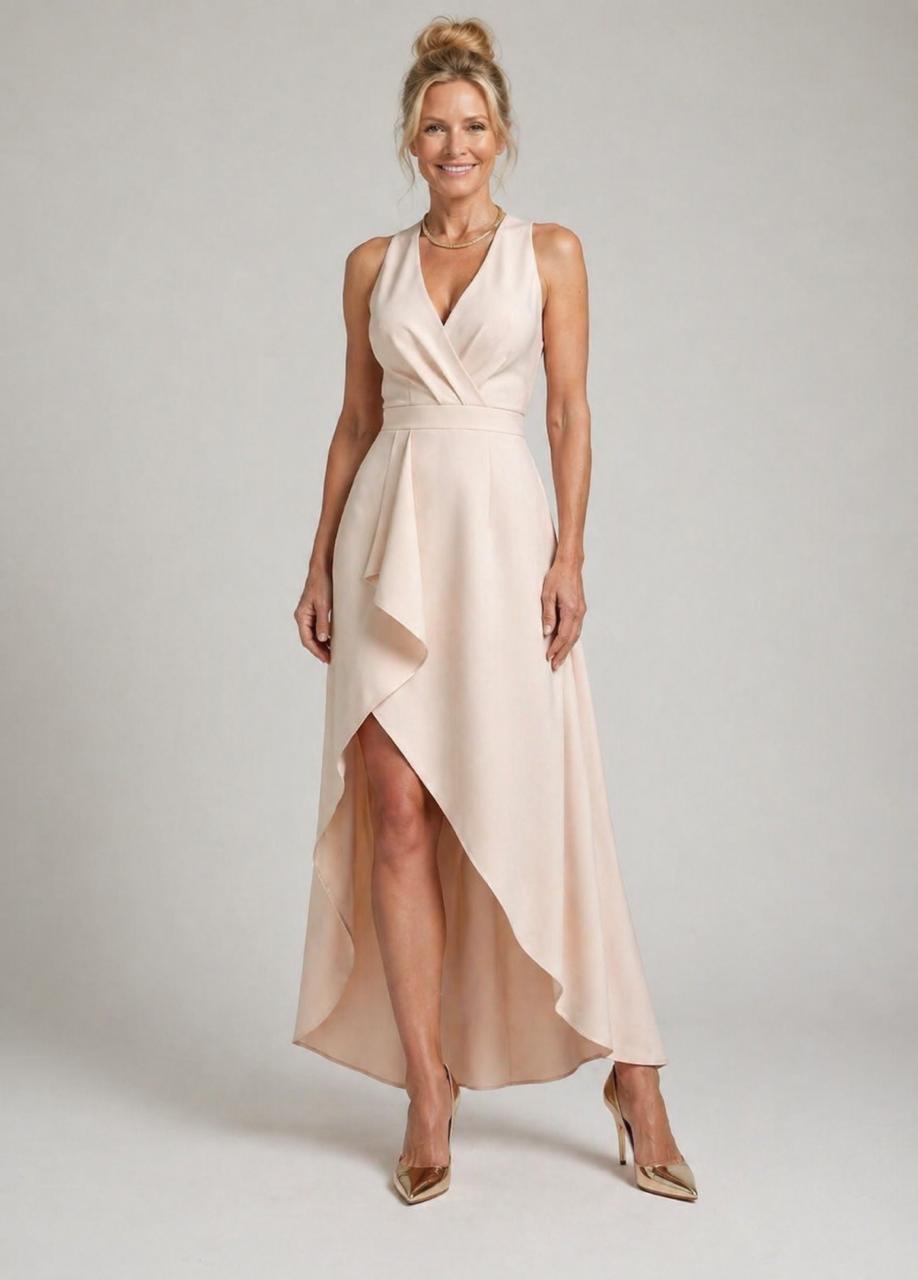 Mandy | Vestido Midi Cruzado con Escote en V, Elegante y Sencillo