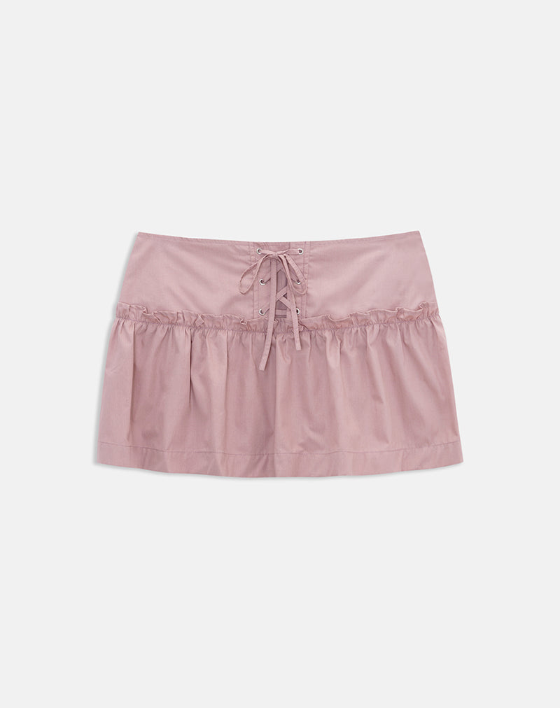 Anabel | Falda Mini de Popelín con Ojales y Volante, Romántica