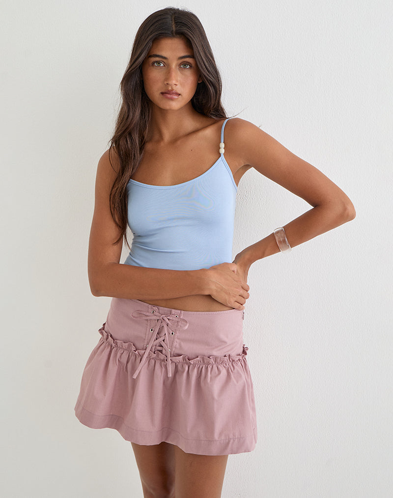 Anabel | Falda Mini de Popelín con Ojales y Volante, Romántica