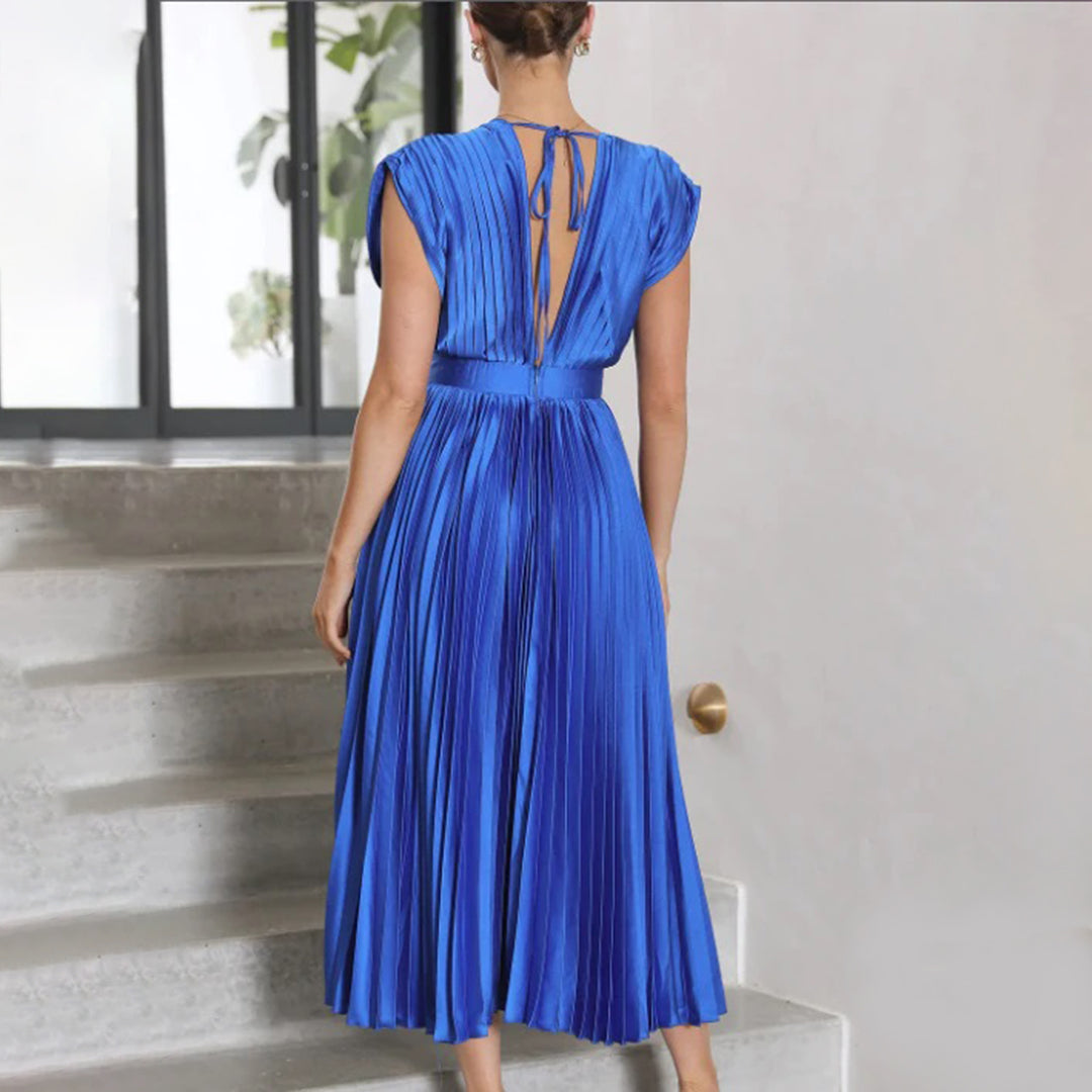 Marni | Vestido Midi Plisado con Escote en V, Elegante y Sofisticado