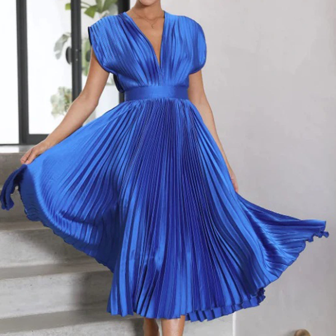 Marni | Vestido Midi Plisado con Escote en V, Elegante y Sofisticado