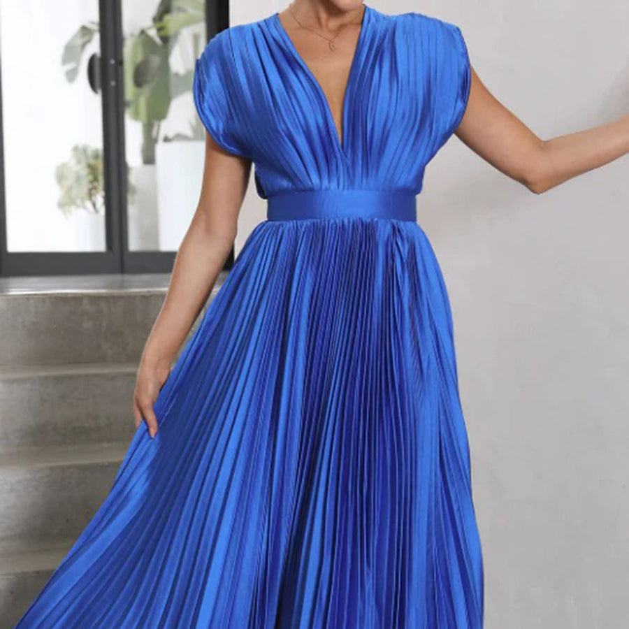 Marni | Vestido Midi Plisado con Escote en V, Elegante y Sofisticado
