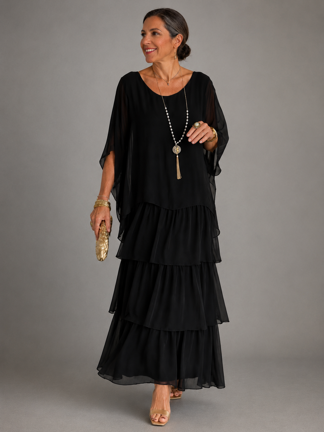 Lara | Vestido Maxi Fluido en Capas, Elegante y Cómodo