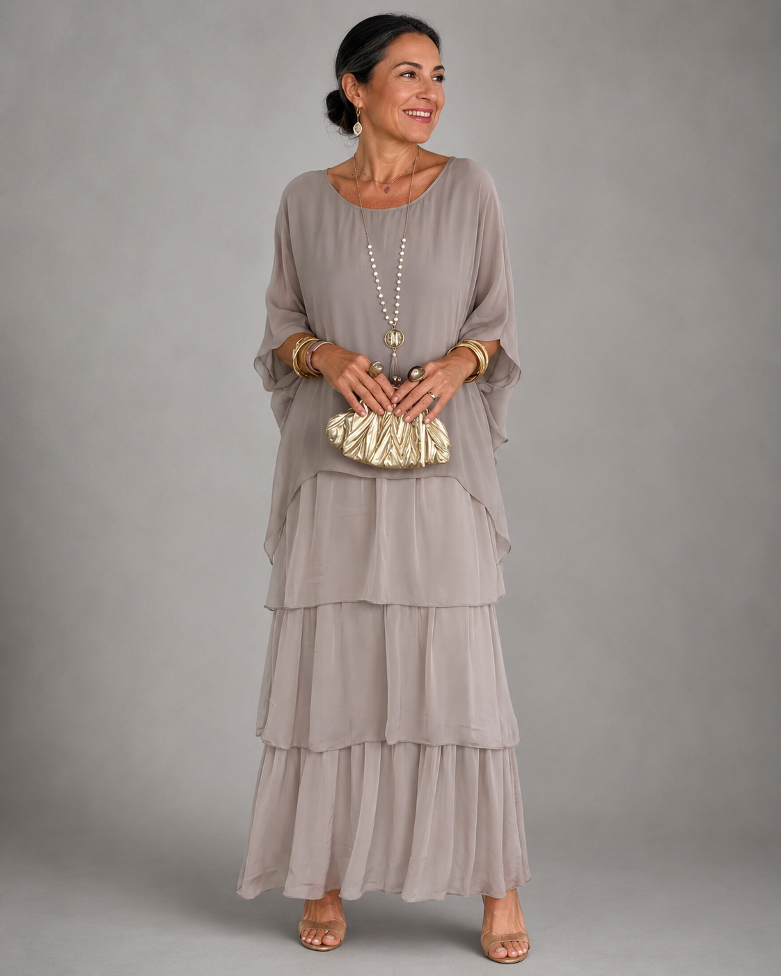 Lara | Vestido Maxi Fluido en Capas, Elegante y Cómodo