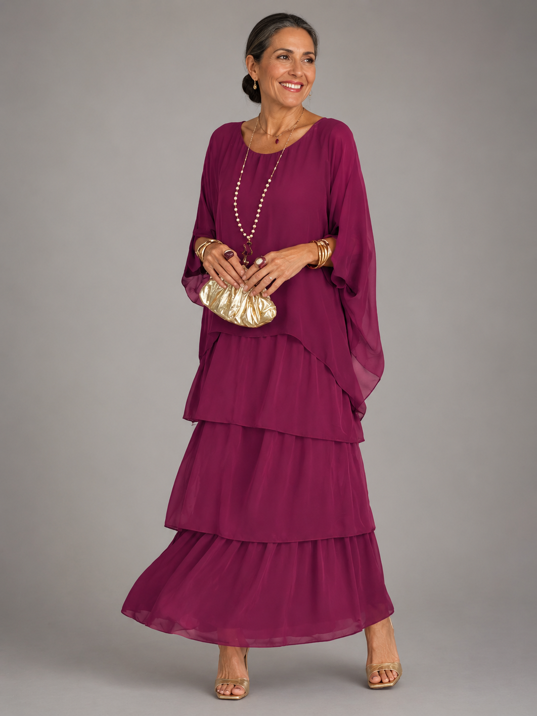 Lara | Vestido Maxi Fluido en Capas, Elegante y Cómodo