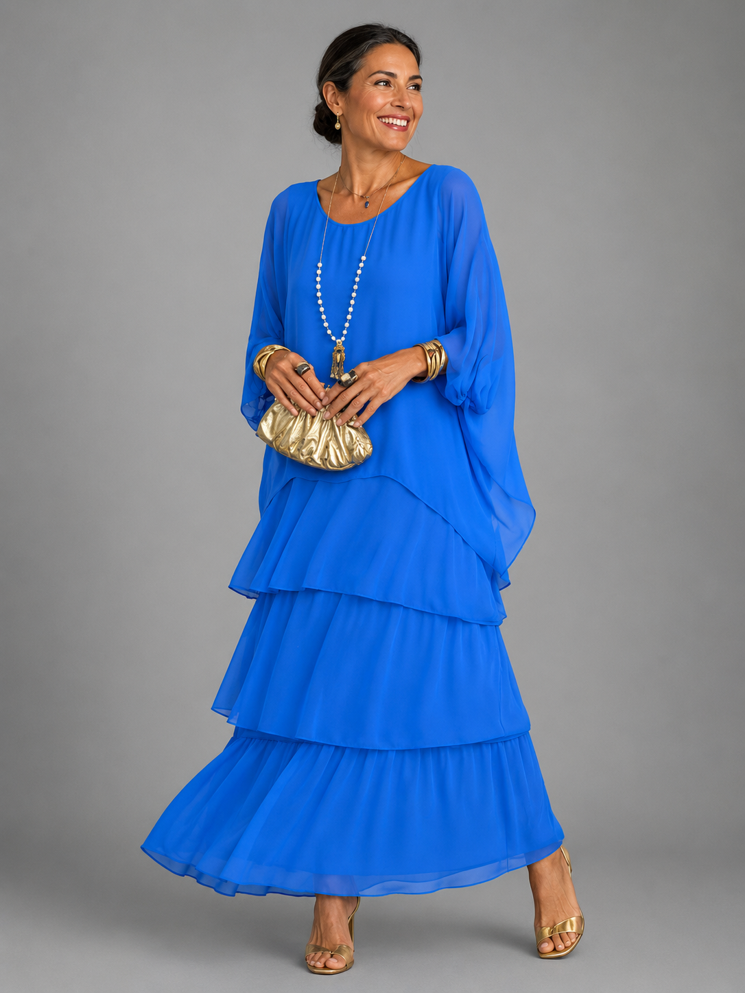 Lara | Vestido Maxi Fluido en Capas, Elegante y Cómodo