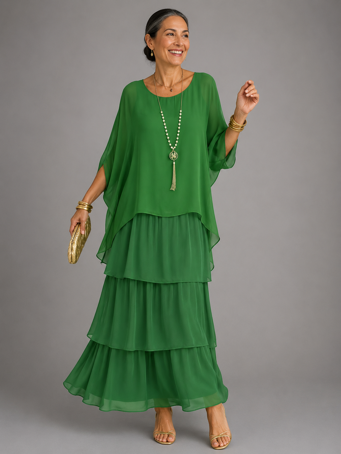 Lara | Vestido Maxi Fluido en Capas, Elegante y Cómodo