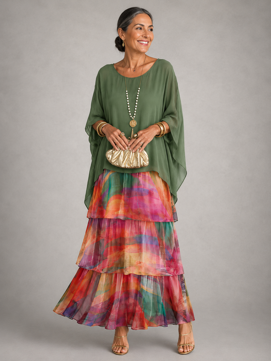 Lara | Vestido Maxi Fluido en Capas, Elegante y Cómodo